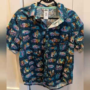Star Wars Short-Sleeve Button-Down Shirt with Colorful Character Print